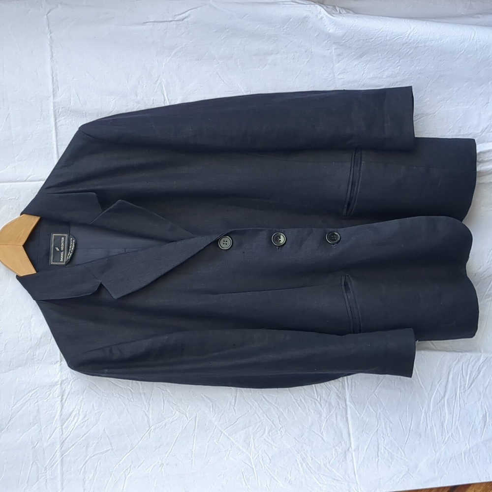 Daniel Hechter Blazer Navy Blue 3 Button Vintage Linen Jacket Medium